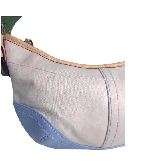 Vintage COACH Small Hobo Twill Bag Daisy vachetta Leather - Picture 2 of 11